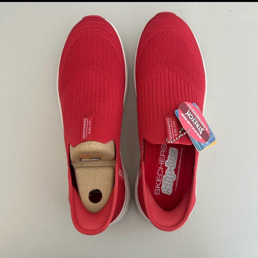Skechers Vibrant Red Slip-On Shoes 8.5